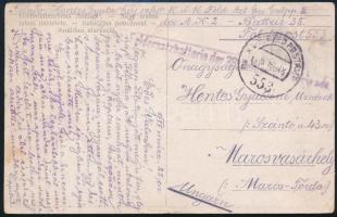 1918 Tábori posta képeslap / Field postcard "Feldersatzbatterie der 38. Feldartillerie" + "FP 553 a", 1918 Field postcard "Feldersatzbatterie der 38. Feldartillerie" + "FP 553 a"