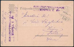 1915 Tábori posta levelezőlap / Field postcard KUK GRUPPENKOMMANDO STAFFEL E. 39. + TP 156
