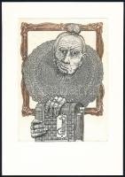 Vén Zoltán: Kisgaléria. 15 db jelzett rézkarc mappában. Sorszámozott, jelzettek 057/150, 12x9,5 cm K...