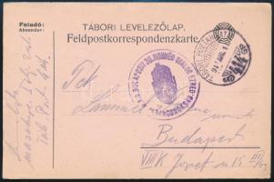 1917 Field postcard "M. KIR. BUDAPESTI 30. HONVÉD GYALOG EZRED PARANCSNOKSÁG" + "TP 4...