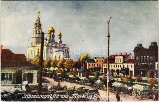 1917 Hrodna, Grodno; Stimmungsbild am Markt in Grodno / market