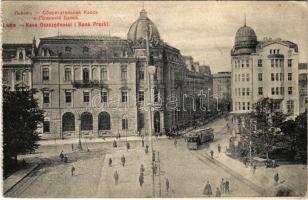 Lviv, Lwów, Lemberg; Kasa Oszcednosci i Bank Praski / street view, bank, tram (EK)