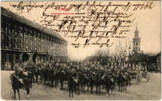 1906 Praha, Prag, Prága, Prague; Czernin-Kaserne / K.u.K. military barracks, montage with cavalrymen (EK)