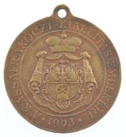 1903. Pro Libertate / A kassai Rákóczi-kiállítás emlékére kétoldalas bronz emlékérem füllel (30mm) T:2,2- patina, ph, karc /  Hungary 1903. Pro Libertate / In memory of the Rákóczi Exhibition in Kassa two-sided bronze commemorative medallion with ear (30mm) C:XF,VF patina, edge error, scratch