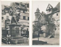Nürnberg, Nuremberg; - 2 db RÉGI város képeslap / 2 pre-1945 town-view postcards (vágott / cut)
