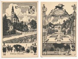 Salzburg - 9 db RÉGI város képeslap / 9 pre-1945 town-view postcards