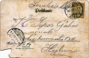 1902 Hunting art postcard, lion hunters. litho (b)