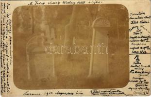 1902 Losonc, Lucenec; A felsővattai Wattay (Wathay) család sírjai a temetőben / cemetery, gravestones. photo