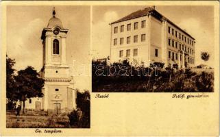 1936 Aszód, Petőfi gimnázium, Evangélikus templom. Löwy Andor kiadása (EK)