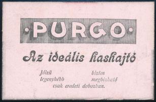 cca 1910-1920 Purgo, "Az ideális hashajtó. Jóizü, legenyhébb, biztos, megbizható". Litogra...