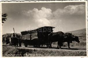 Székelyudvarhely, Odorheiu Secuiesc; Borvizes szekér, ökrösszekér, erdélyi folklór / Transylvanian folklore, mineral water transporting ox cart