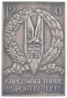 1920. Kaposvári Turul Sportegylet jelzetlen Ag sport emlékérem, hátoldalon BERÁN N BPEST és BN jelzéssel (17,70g/39x27mm) T:1- / Hungary 1920. Kaposvári Turul Sportegylet Ag sports commemorative medallion with BERÁN N BPEST and BN marks on backside (17,70g/39x27mm) C:AU