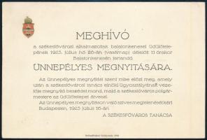1925 Bp., a Székesfőváros Tanácsának meghívója a székesfővárosi alkalmazottak balatonkenesei üdülőtelepének ünnepélyes megnyitására