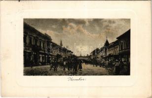 1909 Zombor, Sombor; Fő tér, piac, Kollár József üzlete. Schön Adolf kiadása / main square, market, shops (EK)