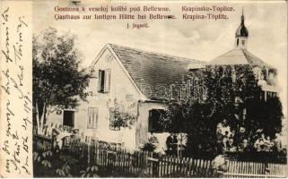 1917 Krapinske Toplice, Krapina-Töplitz; Gostiona k veseloj kolibi pod Bellewue / Gasthaus zur lustigen Hütte bei Bellewue. J. Jagaric / inn, restaurant (fl)