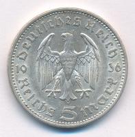 Német Harmadik Birodalom 1936A 5M Ag "Hindenburg" T:2 karc
German Third Reich 1936A 5 Mar...