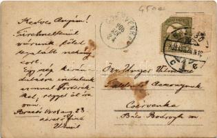 1908 Brassó, Kronstadt, Brasov; ház az Egres utca 5/a alatt, az utcán a készülő csatornázás / house,...