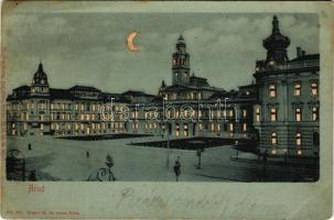 1912 Arad, Városháza este. Ruger G. és Társa kiadása / town hall at night. hold to light (EB)