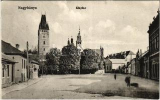 1916 Nagybánya, Baia Mare; Kispiac, utca, üzletek. Kovács Gyula kiadása / market square, street view, shops