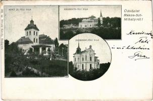 1899 (Vorläufer) Budapest XVI. Rákosszentmihály, Német Zs.-, Krajcsovits- és Gardovszky-féle villa. Divald Károly 192. sz. (vágott / cut)