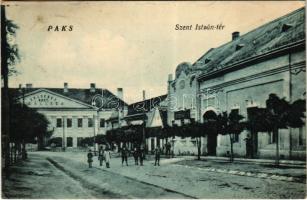 1925 Paks, Szent István tér, Erzsébet szálloda, könyvnyomda. Rosenbaum Ignác kiadása (EK)