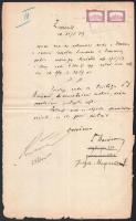 1919 Horvát nyelvű dokumentum Parlament 50f párral / Document issued in Zemun Croatia, with 50f Parliament pair