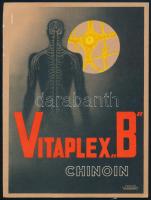 1938 Vitaplex B Chinoin gyógyszerreklám, illusztrált, nagyméretű levelezőlap, Bp., Klösz Coloroffset, postázva, 17,5x13 cm