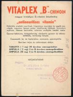 1938 Vitaplex "B" Chinoin gyógyszerreklám, illusztrált, nagyméretű levelezőlap, Bp., Klösz...