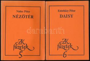 AK Füzetek sorozat 2 kötete (5., 6.):  Esterházyy Péter: Daisy, Nádas Péter: Nézőtér. Kiadói papírkötésben. Bp., 1983-1984., Magvető. Kiadói papírkötés.