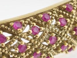 Ezüst(Ag) karperec szintetikus rubinnal, jelzett, 6×5 cm, bruttó: 18,5 g