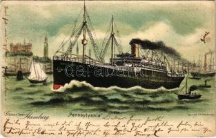 1901 SS Pennsylvania. Gruss aus Hamburg. Th. Lücke litho (EK)