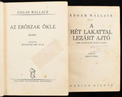 Wallace, Edgar: A hét lakattal lezárt ajtó + Az erőszak ökle. Bp., Genius és Palladis. Egészvászon kötés, gerincnél szakadt, viseltes állapotban.