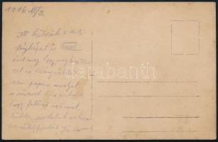 1916 4 db I. világháborús katonai fotólap, közte egy a hátoldalon megírva, 14x9 cm