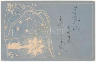 1900 Holló csillagkép / Rabe Sternbild / Corvus constellation. Art Nouveau (EK)