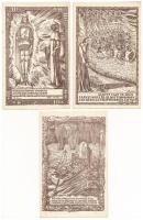 7 db RÉGI magyar művészlap: Dante Alighieri, Örkényi István szignóval / 7 pre-1945 Hungarian art pos...
