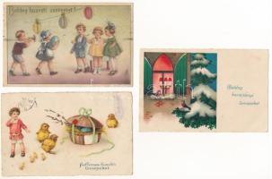 10 db RÉGI motívum képeslap: ünnepi üdvözlőlapok / 10 pre-1945 motive postcards: holiday greeting ca...