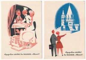 6 db MODERN Állami Biztosító képeslap (Képzőművészeti Alap Kiadóvállalat) / 6 MODERN State Insurance...