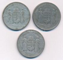 1930. 5P Ag "Horthy jobbra" (3x) T:3 patina, ü.
Adamo P8