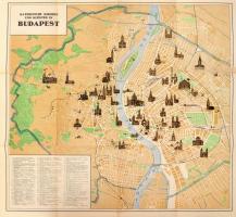 cca 1936 Budapest térkép, kétoldalas, német nyelvű, kis szakadással, 47x43 cm