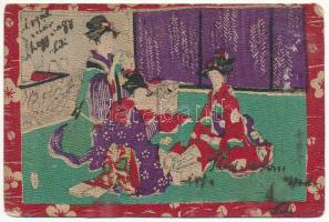1900 Asian art postcard, geishas (Rb)