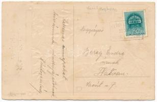 1939 Kellemes karácsonyi ünnepeket! Dombornyomott szecessziós litho / Christmas greeting. Erika Nr. ...