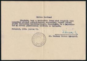 1954 Dr. Donászy Ferenc igazgató, író aláírása okiraton