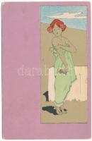 Girl in purple. Art Nouveau unsigned Raphael Kirchner (EK)