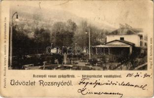 1901 Rozsnyó, Roznava; Vasas gyógyfürdő, sétány és vendéglő. Pauchly Nándor kiadása és Vogel D. felvétele / spa promenade and restaurant (EK)
