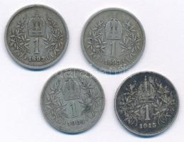 Ausztria 1893. 1K Ag "Ferenc József" (2x) + 1904. 1K Ag "Ferenc József" + 1915. ...