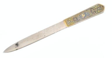 Díszes levélbontó kés, kis kopásnyomokkal, h: 24 cm