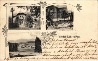 1907 Leibic, Leibicz, Leibitz, Lubica; nyaraló, fürdő, birkanyáj / spa, villa, bath, sheep. Art Nouveau