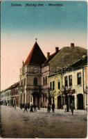 1921 Kisszeben, Sabinov; Mestsky dom / Városháza, üzlet. Stehr Gusztáv kiadása / town hall, shop (EK)