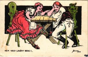 1924 Nem vagy legény Berci! Magyar folklór művészlap. A Magyar Művészeti Vállalat kiadása / Hungarian folklore art postcard s: Sárossy (EK)