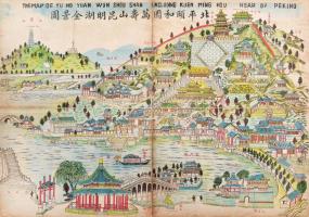 The Map of Yu Ho Yuan Won Shou Shan Including Kuen Ming Hou Near of Peking (Nyári palota), a hátán amatőr módon javított, 37x54 cm